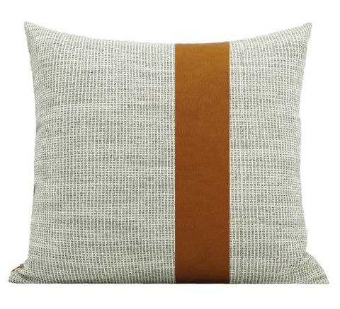Modern Sofa Pillows for Interior Design, Gray Orange Modern Decorative Throw Pillows, Contemporary Square Modern Throw Pillows for Couch-Art Painting Canvas