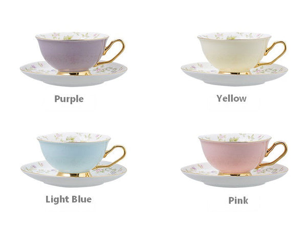 Elegant Ceramic Coffee Cups, Beautiful British Tea Cups, Unique Afternoon Tea Cups and Saucers in Gift Box, Royal Bone China Porcelain Tea Cup Set-Art Painting Canvas