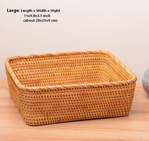 Rectangular Storage Baskets for Pantry, Small Rattan Kitchen Storage Basket, Storage Baskets for Shelves, Woven Storage Baksets-Art Painting Canvas