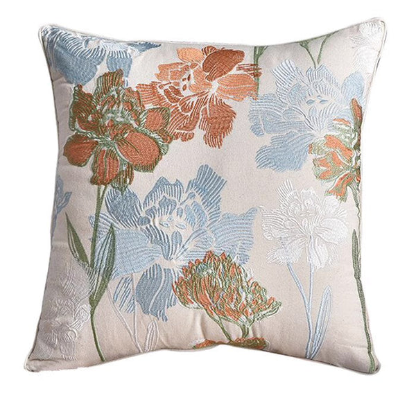 Decorative Sofa Pillows for Couch, Embroider Flower Cotton Pillow Covers, Cotton Flower Decorative Pillows, Farmhouse Decorative Pillows-Art Painting Canvas