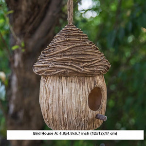 Resin Bird Nest for Garden Ornament, Bird House in the Garden, Lovely Birds House, Outdoor Decoration Ideas, Garden Ideas-Art Painting Canvas