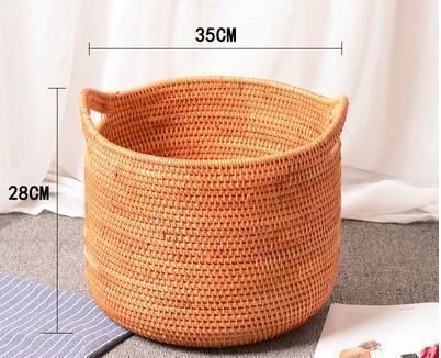 Large Woven Storage Basket with Handle, Large Rattan Basket, Large Round Storage Basket for Bathroom-Art Painting Canvas