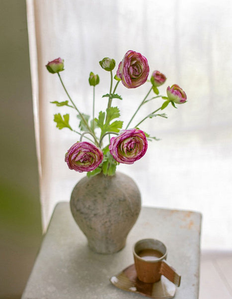Flower Arrangement Ideas for Dining Room Table, Ranunculus Asiaticus Flowers, Simple Modern Floral Arrangement Ideas for Home Decoration, Spring Artificial Floral for Bedroom-Art Painting Canvas