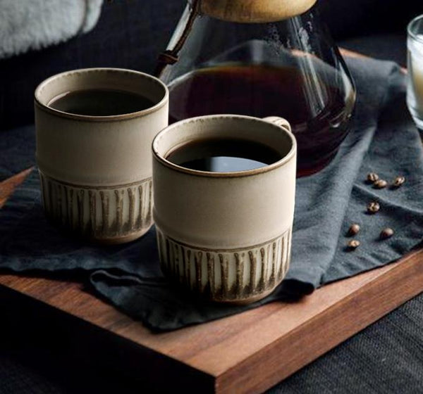 Handmade Ceramic Coffee Mug, Large Capacity Coffee Cup, Large Pottery Coffee Cup, Large Tea Cup-Art Painting Canvas