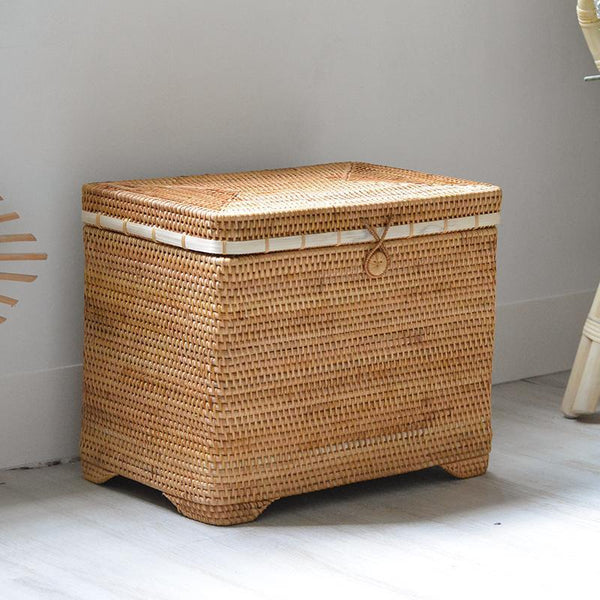 Oversized Storage Baskets for Bedroom, Rectangular Woven Storage Baskets for Clothes, Large Rectangular Storage Basket with Lid, Rattan Storage Case-Art Painting Canvas
