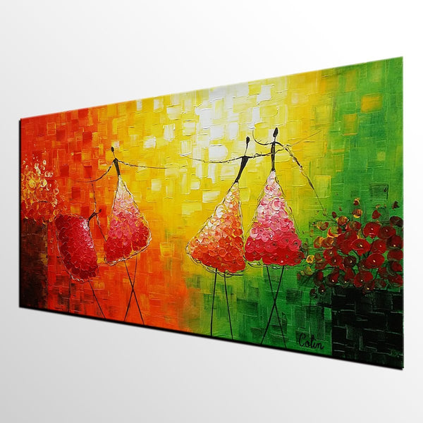 Simple Modern Painting, Paintings for Bedroom, Acrylic Art on Canvas, Abstract Ballet Dancer Painting, Original Wall Art, Acrylic Painting for Sale-Art Painting Canvas