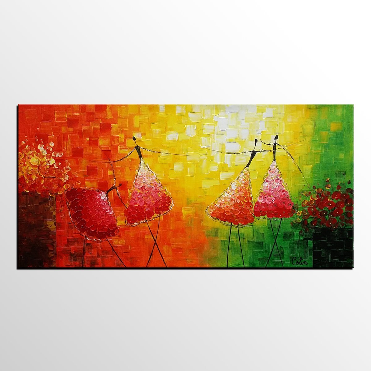 Simple Modern Painting, Paintings for Bedroom, Acrylic Art on Canvas, Abstract Ballet Dancer Painting, Original Wall Art, Acrylic Painting for Sale-Art Painting Canvas
