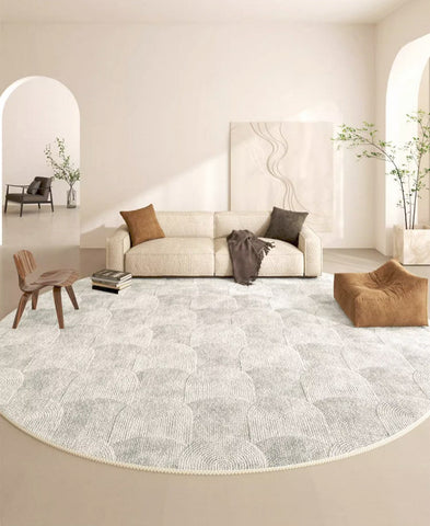 Contemporary Area Rugs for Bedroom, Round Area Rug for Dining Room, Coffee Table Rugs, Circular Modern Area Rug, Large Rugs for Living Room-Art Painting Canvas