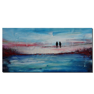 Love Birds Art, Acrylic Painting, Bedroom Decor, Original Painting, Painting Abstract, Large Wall Decor, Modern Painting, Canvas Painting-Art Painting Canvas