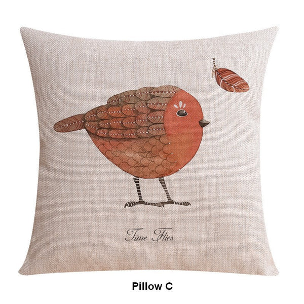 Simple Decorative Pillow Covers, Decorative Sofa Pillows for Children's Room, Love Birds Throw Pillows for Couch, Singing Birds Decorative Throw Pillows-Art Painting Canvas