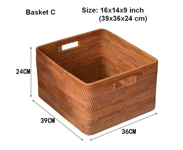 Rectangular Storage Basket, Woven Storage Baskets, Rattan Storage Basket for Clothes, Storage Baskets for Bathroom, Kitchen Storage Basket-Art Painting Canvas