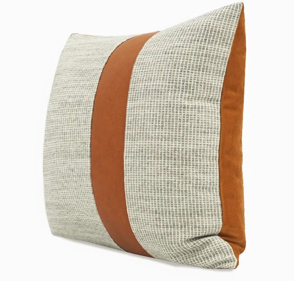 Modern Sofa Pillows for Interior Design, Gray Orange Modern Decorative Throw Pillows, Contemporary Square Modern Throw Pillows for Couch-Art Painting Canvas