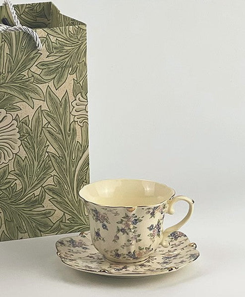 British Afternoon Tea Cup and Saucer in Gift Box, China Porcelain Tea Cup Set, Unique Tea Cup and Saucers, Royal Ceramic Cups, Elegant Vintage Ceramic Coffee Cups-Art Painting Canvas