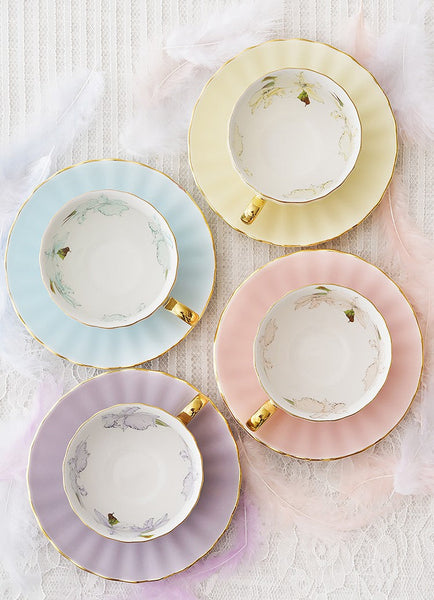 Beautiful British Tea Cups, Unique Afternoon Tea Cups and Saucers, Elegant Ceramic Coffee Cups, Royal Bone China Porcelain Tea Cup Set-Art Painting Canvas