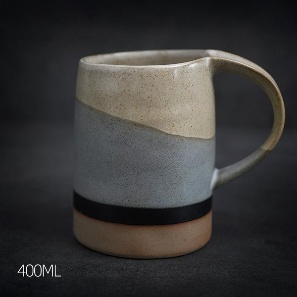 Black Pottery Coffee Cup, Ceramic Coffee Mug, Latte Coffee Cup, Handmade Coffee Cup, Large Tea Cup-Art Painting Canvas
