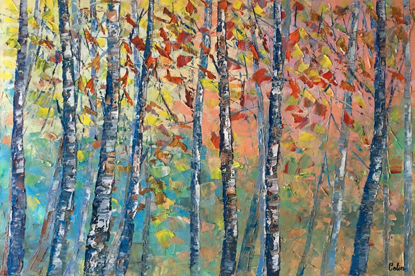Birch Tree Painting, Landscape Painting, Original Wall Art, Canvas Art, Custom Large Oil Painting-Art Painting Canvas