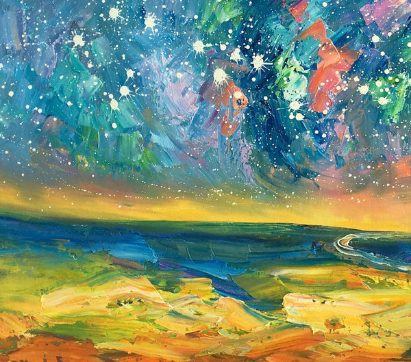 Abstract Landscape Paintings, Starry Night Sky Oil Painting, Landscape Canvas Paintings, Custom Original Oil Painting on Canvas-Art Painting Canvas