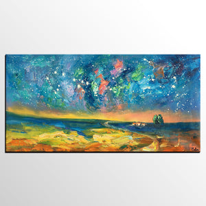 Abstract Landscape Paintings, Starry Night Sky Oil Painting, Landscape Canvas Paintings, Custom Original Oil Painting on Canvas-Art Painting Canvas