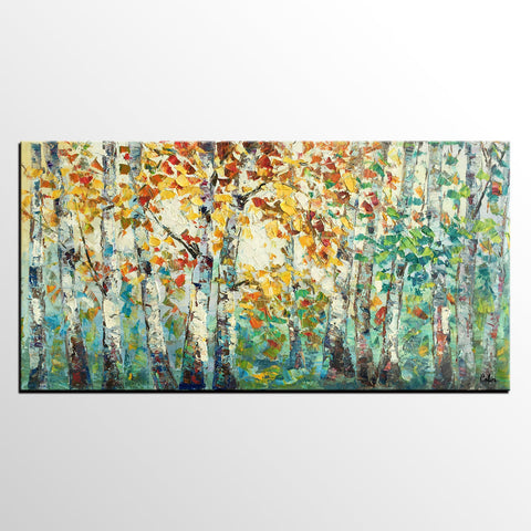 Autumn Tree Landscape Painting, Landscape Painting for Sale, Autumn Paintings, Living Room Wall Art Paintings, Custom Original Painting-Art Painting Canvas
