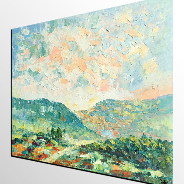 Mountain Landscape Canvas Paintings, Impasto Painting, Palette Knife Paintings, Original Landscape Art, Custom Large Painting for Bedroom-Art Painting Canvas