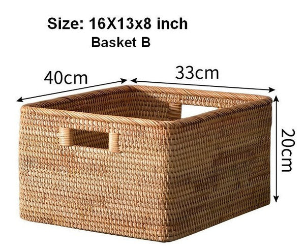 Extra Large Rectangular Storage Basket, Large Storage Baskets for Clothes, Woven Rattan Storage Basket for Shelves, Storage Baskets for Kitchen-Art Painting Canvas