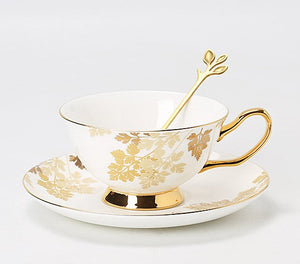 Beautiful British Tea Cups, Traditional English Tea Cups and Saucers, Bone China Porcelain Tea Cup Set, Elegant Ceramic Coffee Cups-Art Painting Canvas