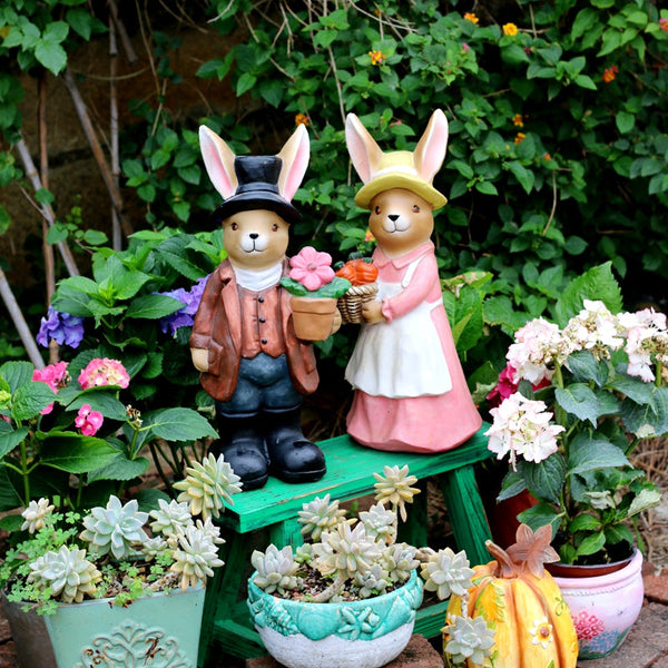 Garden Animal Sculpture Rabbit Statues, Garden Decor Ideas, Animal Statue for Garden Ornament, Villa Courtyard Decor, Outdoor Garden Decoration-Art Painting Canvas