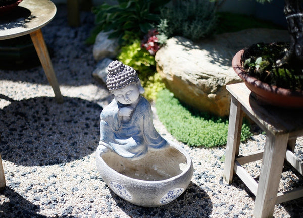 Sitting Buddha Flowerpot, Buddha Statue, Garden Decor Ideas, Large Figure Statue for Garden Ornaments, Villa Courtyard Decor, Outdoor Decoration Ideas-Art Painting Canvas