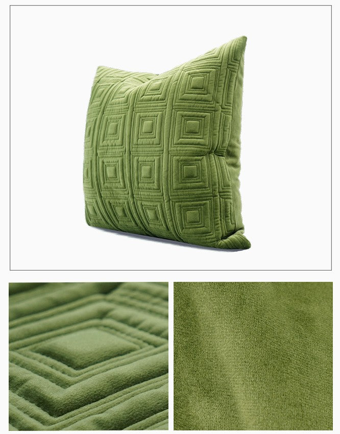 Large Green Square Modern Throw Pillows for Couch, Large Throw Pillow