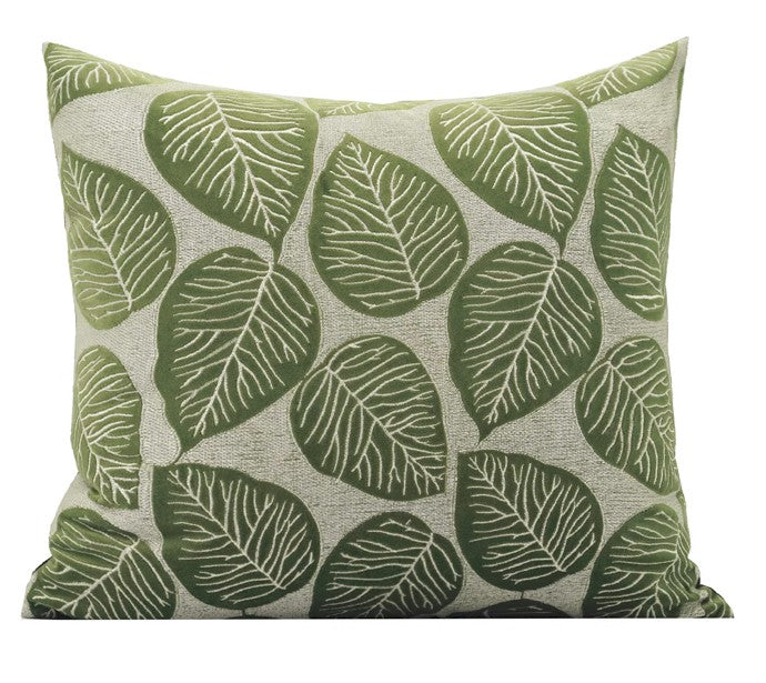 Contemporary Modern Sofa Pillows, Green Leaves Square Modern Throw Pillows for Couch, Simple Decorative Throw Pillows, Large Throw Pillow for Interior Design-Art Painting Canvas