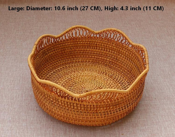 Woven Round Storage Basket, Cute Small Rattan Woven Baskets, Fruit Storage Basket, Storage Baskets for Kitchen-Art Painting Canvas
