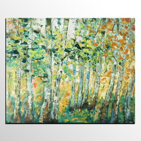 Autumn Tree Painting, Original Wall Art, Landscape Painting, Custom Heavy Texture Wall Art-Art Painting Canvas