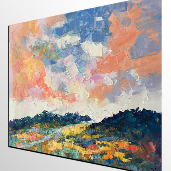 Canvas Oil Painting, Landscape Art, Mountain Sky Painting, Modern Art, Custom Large Abstract Painting-Art Painting Canvas