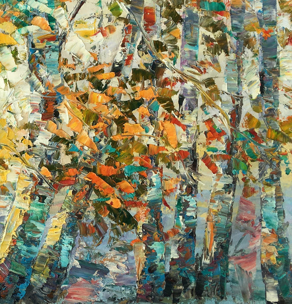 Canvas Art, Autumn Birch Tree Painting, Abstract Landscape Painting, Abstract Art Painting, Custom Canvas Painting-Art Painting Canvas
