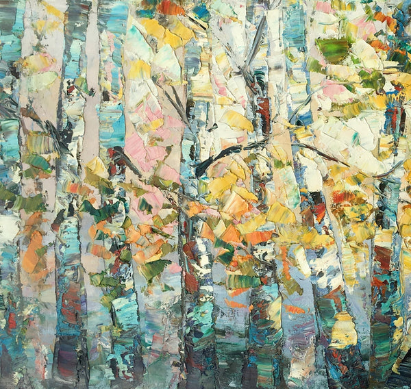 Canvas Art, Autumn Birch Tree Painting, Abstract Landscape Painting, Abstract Art Painting, Custom Canvas Painting-Art Painting Canvas