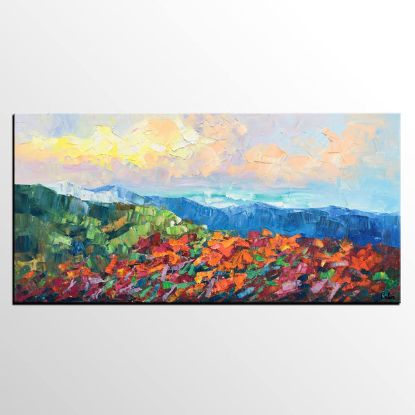 Autumn Mountain Painting, Canvas Painting for Bedroom, Landscape Painting on Canvas, Wall Art Painting, Custom Original Oil Paintings-Art Painting Canvas