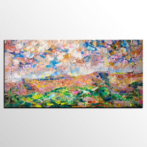 Heavy Texture Painting, Autumn Mountain Painting, Landscape Painting, Custom Large Canvas Art-Art Painting Canvas