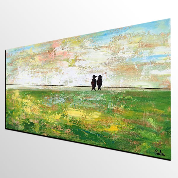 Abstract Painting, Original Wall Art Painting, Modern Canvas Painting, Love Birds Painting, Simple Modern Art, Paintings for Bedroom-Art Painting Canvas