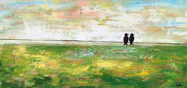 Abstract Painting, Original Wall Art Painting, Modern Canvas Painting, Love Birds Painting, Simple Modern Art, Paintings for Bedroom-Art Painting Canvas