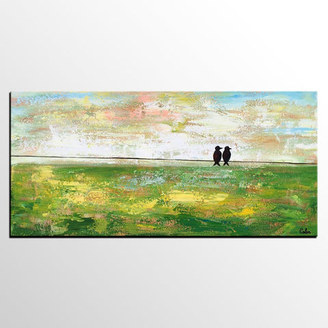 Abstract Painting, Original Wall Art Painting, Modern Canvas Painting, Love Birds Painting, Simple Modern Art, Paintings for Bedroom-Art Painting Canvas