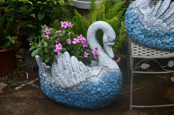 Large Swan Statue for Garden, Swan Flower Pot, Animal Statue for Garden Courtyard Ornament, Villa Outdoor Decor Gardening Ideas-Art Painting Canvas