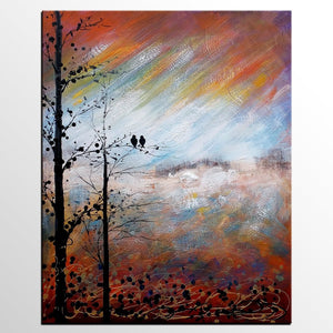 Love Birds Painting, Simple Abstract Painting, Landscape Acrylic Painting, Acrylic Canvas Painting, Bedroom Wall Art Paintings, C-Art Painting Canvas