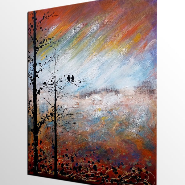 Love Birds Painting, Simple Abstract Painting, Landscape Acrylic Painting, Acrylic Canvas Painting, Bedroom Wall Art Paintings, C-Art Painting Canvas
