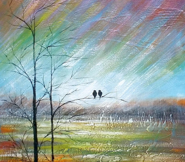 Large Acrylic Painting, Simple Canvas Painting, Abstract Painting for Sale, Love Birds Painting, Paintings for Bedroom, C-Art Painting Canvas