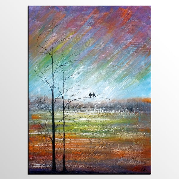 Large Acrylic Painting, Simple Canvas Painting, Abstract Painting for Sale, Love Birds Painting, Paintings for Bedroom, C-Art Painting Canvas