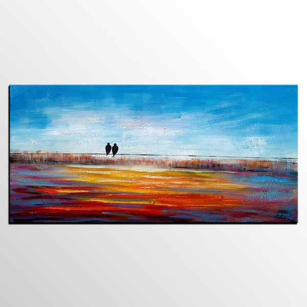 Original Abstract Painting, Love Birds Painting, Dining Room Wall Art Paintings, Modern Abstract Painting, Simple Canvas Painting, C-Art Painting Canvas