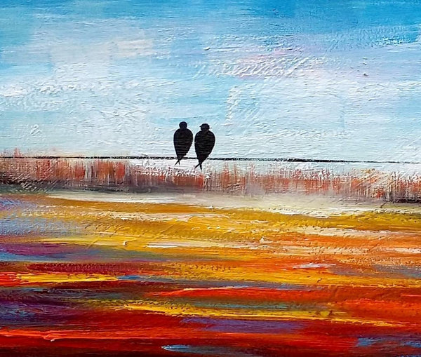 Original Abstract Painting, Love Birds Painting, Dining Room Wall Art Paintings, Modern Abstract Painting, Simple Canvas Painting, C-Art Painting Canvas