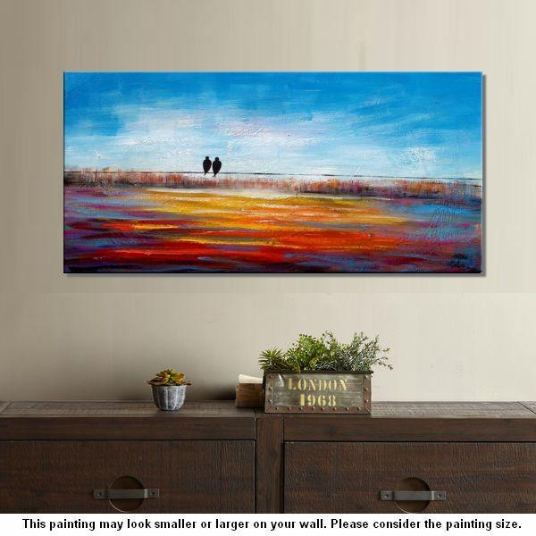 Original Abstract Painting, Love Birds Painting, Dining Room Wall Art Paintings, Modern Abstract Painting, Simple Canvas Painting, C-Art Painting Canvas
