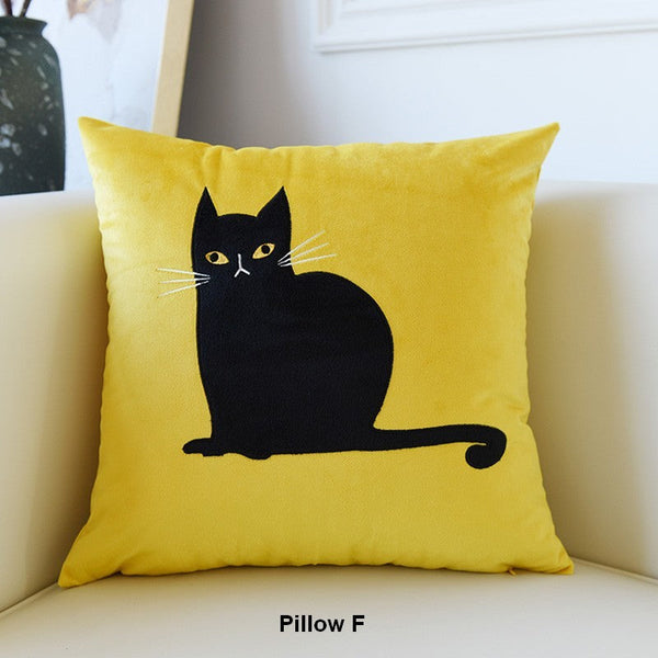 Cat Decorative Throw Pillows for Couch, Modern Sofa Decorative Pillows, Lovely Cat Pillow Covers for Kid's Room, Modern Decorative Throw Pillows-Art Painting Canvas