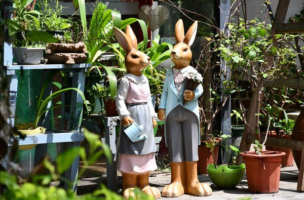 Extra Large Rabbit Couple Statue, Rabbit Statues, Animal Statue for Garden Ornament, Villa Courtyard Decor, Outdoor Decoration, Garden Ideas-Art Painting Canvas
